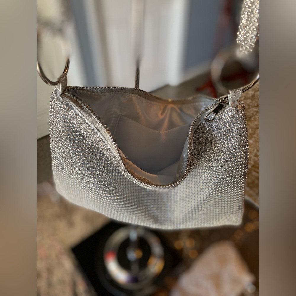 Dani Silver Rhinestone Mini Shoulder Bag - Picture 10 of 14